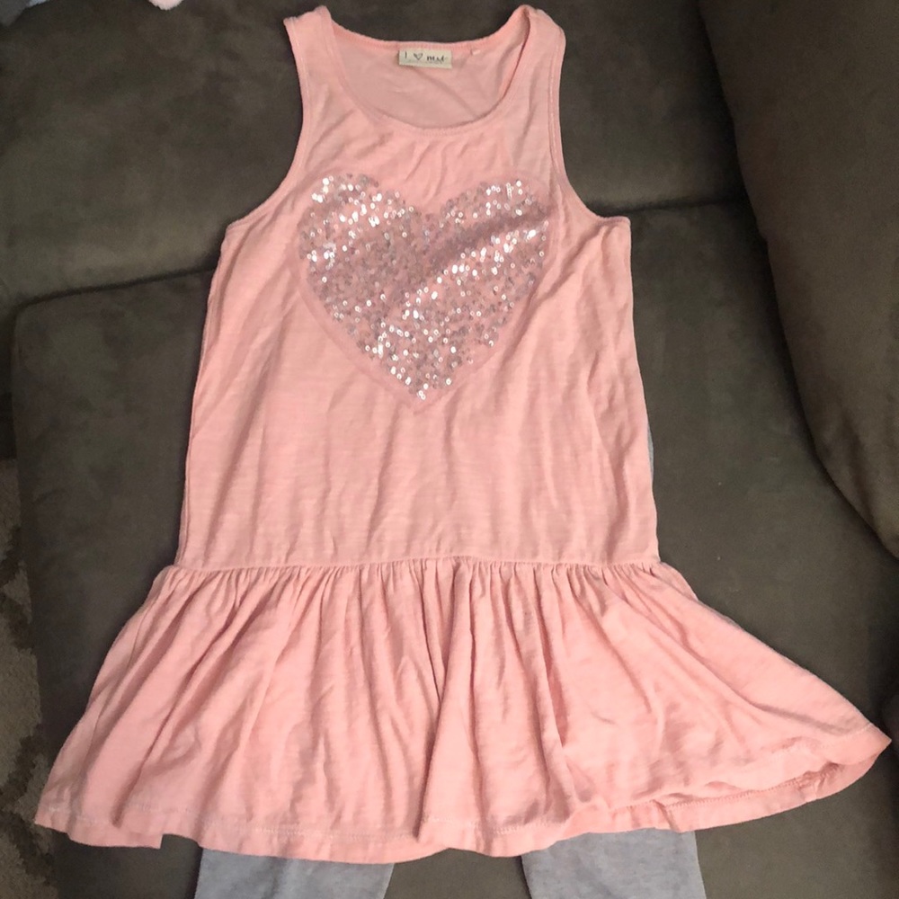 Next direct girls pink top with gray capris - 6